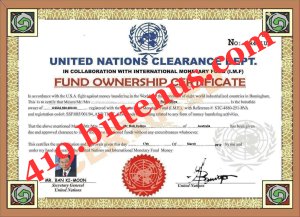 United Nations Fund Ownership Ceriticate